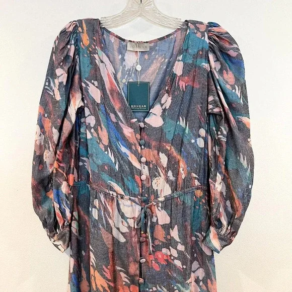 Boamar Reverie Button Down Tie Waist Printed Maxi Dress in Coffee Snake S NWT - Picture 3 of 12